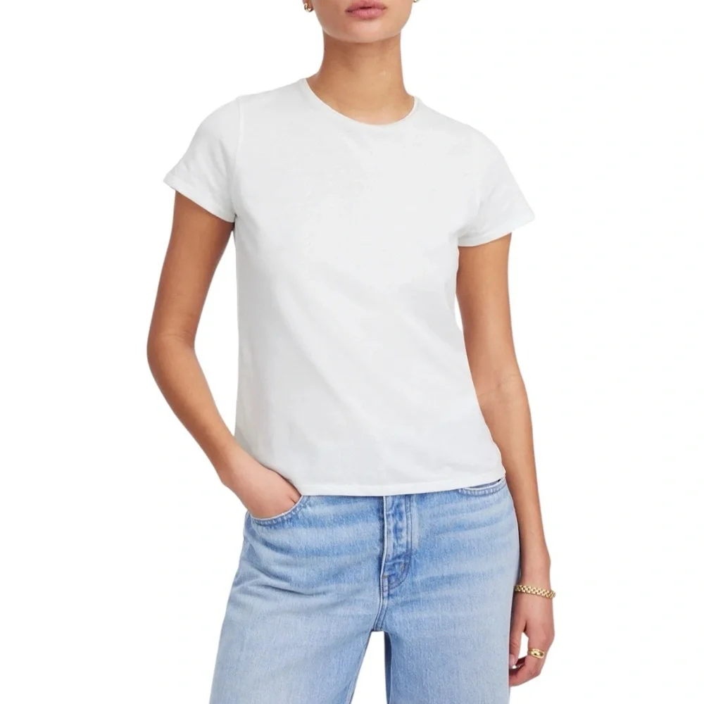 Madewell Essential Slim Tee in White Lightweight Cotton - Picture 2 of 8